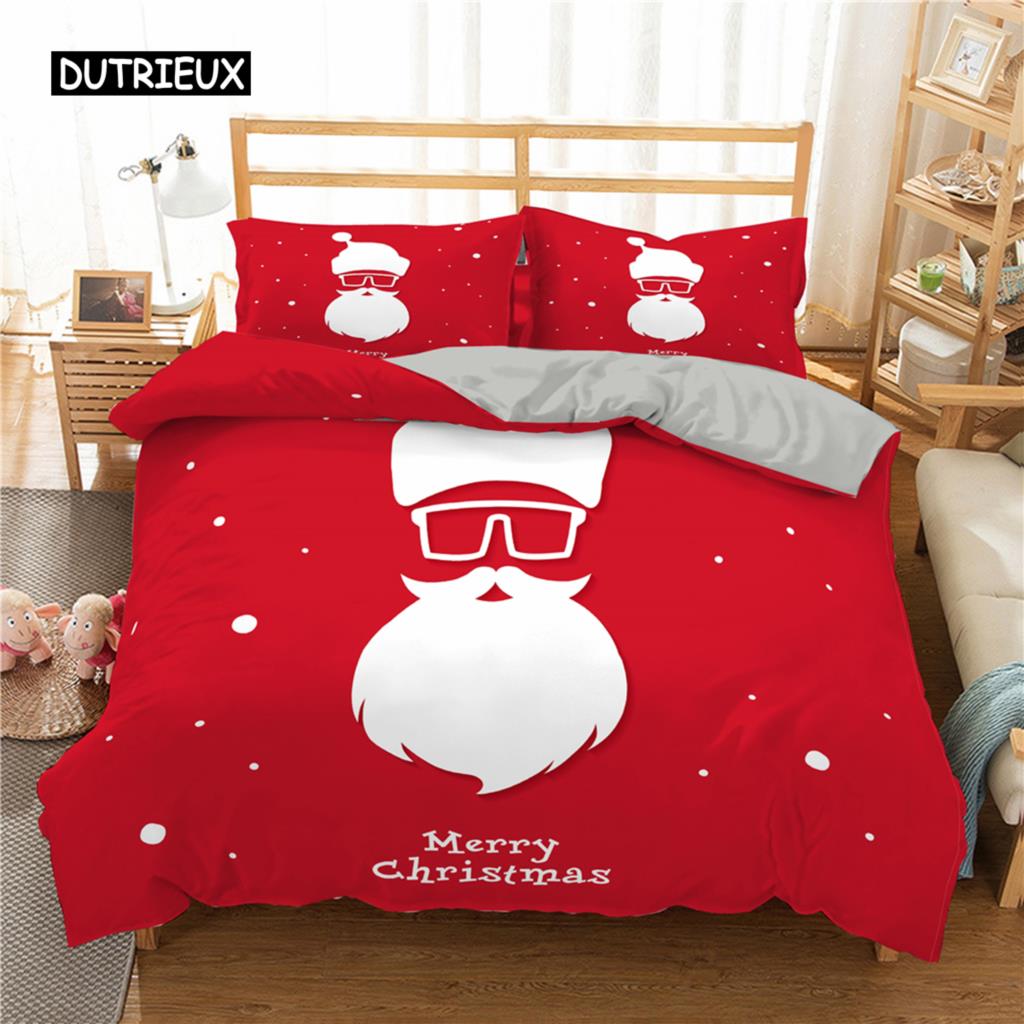Santa Claus Print Duvet Cover for Adult Kids Microfiber Bedding Set Pillowcase Christmas Decor Quilt Cover 2/3pcs King Twin Size