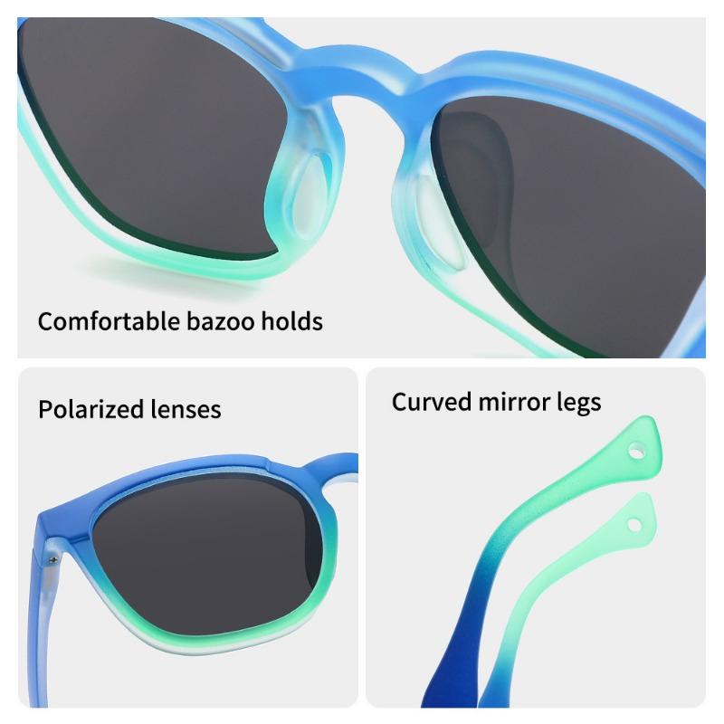Kids Sunglasses Boys Girls Polarized Sunglasses Toddler Square UV400 Sun Glasses TR Jelly Color Frame for Youth Child Age 3-12