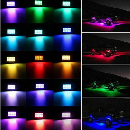 10x RGB LED Pods Rock Lights Kit Underbody Neon Light For Ford F-150 F-250 F-350