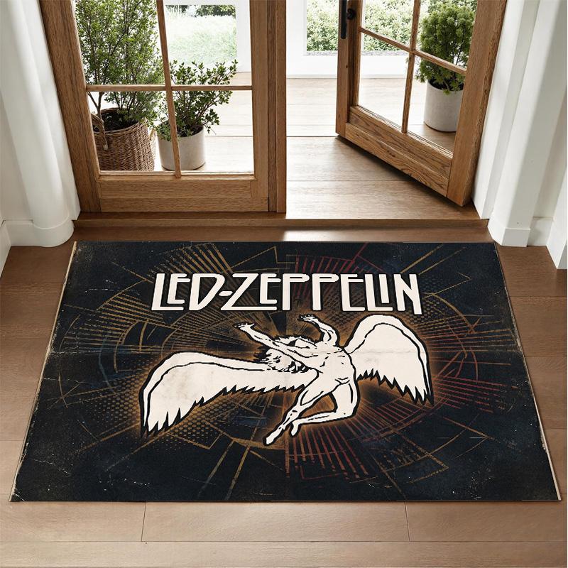 Led Zeppelin Design Crystal Velvet Rug Soft Decorative Mat for Bedroom Entrance