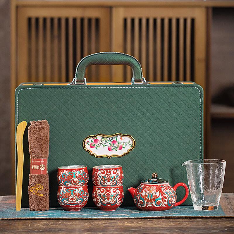 

Chaxun Gold and Silver Inlaid Cloisonne Taotie Tea Set