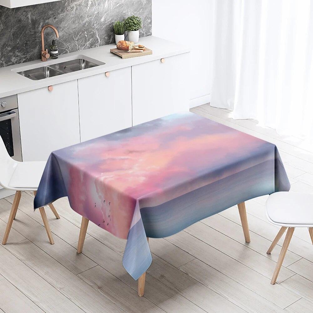 Blauer Himmel Landschaft Tischdecke Heimdeko Fleckenabweisend Wasserdicht Dekoration Rechteckig Küche Kamin Arbeitsplatte