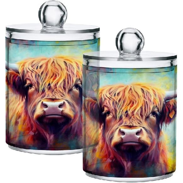 Colorful Skulls 2PC Airtight Transparent Plastic Storage Jar Food Storage Container Plastic for Food Herbs Tea etc with Storage Lid easy to use and