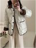 Contrast Color Thin Light Lapel Warm Short Loose Autumn Jacket
