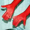 Ladies Enticing Glossy High Gloss Sheen Extended Hand Coverings Lightweight See Through One Piece Mittens High Stretch Form Fitting Stocking Gloves