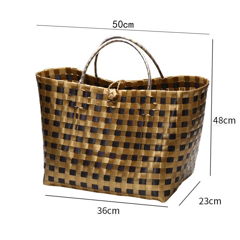 Vietnamese Large Imitation Rattan Handled Storage and Grocery Basket
