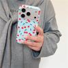 Mat Blauwe Kers Koreaanse Stijl Telefoonhoesje voor iPhone 13-17 Pro/Pro Max, Huidachtig Ontwerp voor Vrouwen