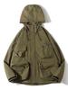Men's Trendy Casual Waterproof Hooded Jacket - Autumn Mountain System, Loose Fit, Large Pockets, Solid Color.