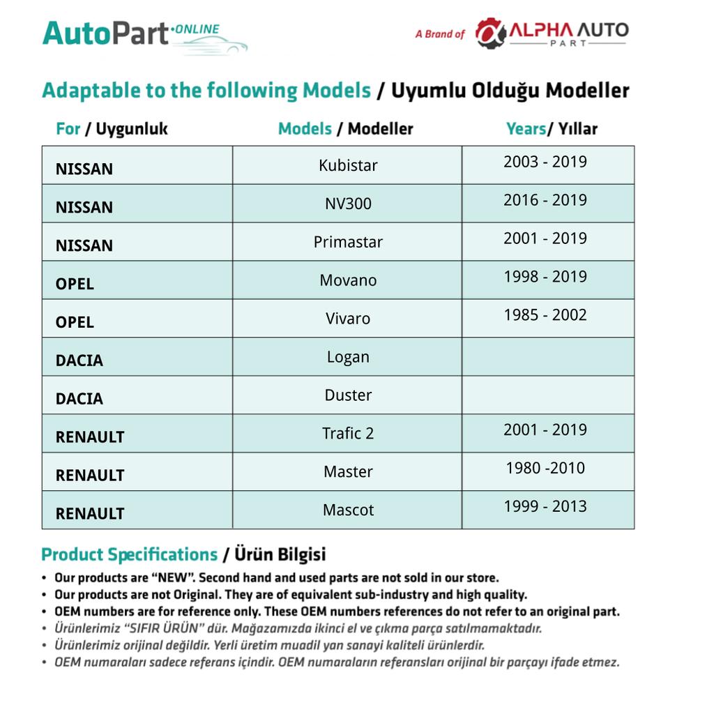 Bolt-on Sun Visor Bracket for Nissan Kubistar, Renault Kangoo 2