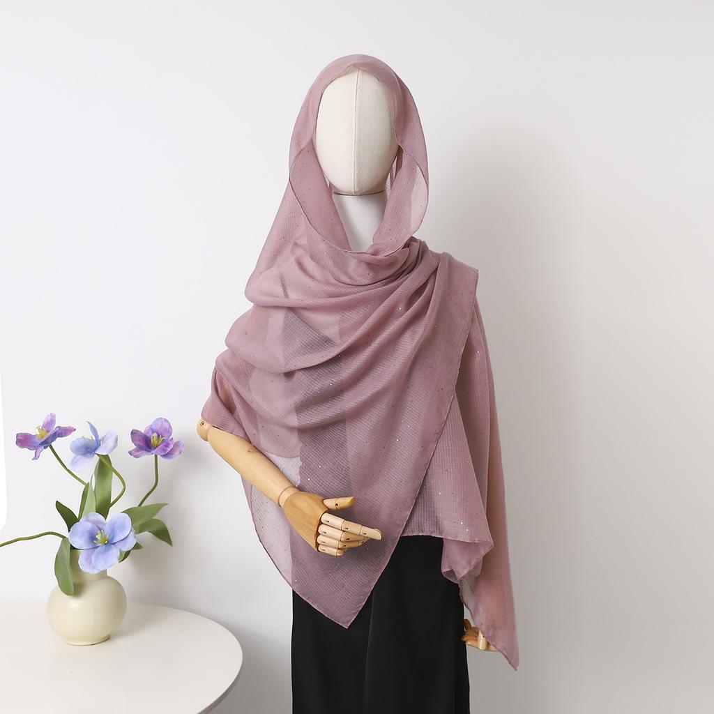 Spot Thin Solid Color Polyester Cotton Monochrome Sprinkled Gold Small Sequins Scarf Women'S Bag Headscarf Shawl Xiyin