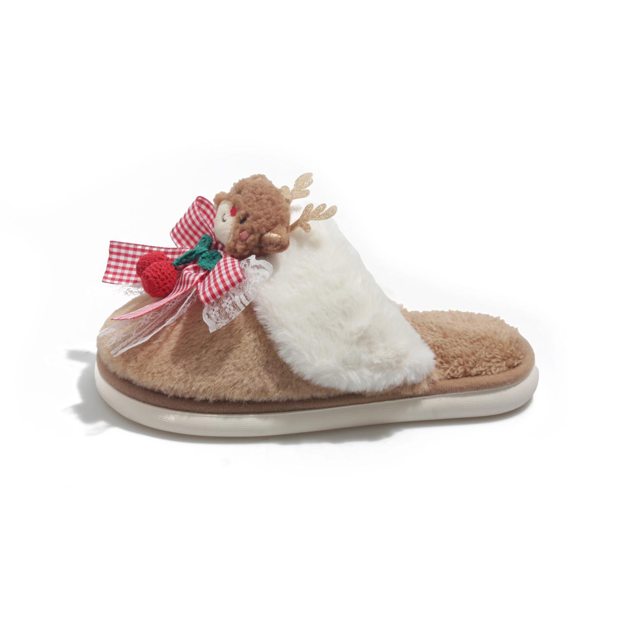 

Fashion 2025 New High Quality Fashion Cute Cartoon Elk Slippers Lovely Soft Christmas Slippers Casual Comfortable Plush Bedroom Shoes 41 хаки