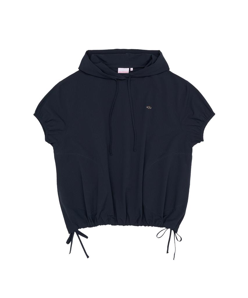 Overfit Wrinkle Shortsleeve Hoodie Navy