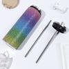 Stick-on Crystals Thermal Bottle with Straw Coffee Cup Durable Vacuum Cup  Winter