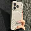 Luxury Solid Color Glossy Camera Case For iPhone 17 16 15 Pro Max For Magsafe Magnet Liquid Wave Pattern Shockproof Candy Cover