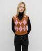Marith + Franois Girbaud W Argyle V-Neck Knit Vest Beige