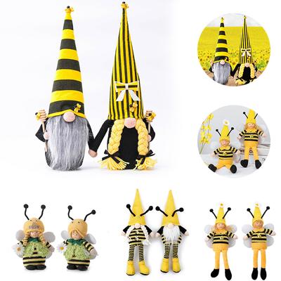 Bumble Bee Striped Gnome Pluszowa Lalka Skandynawska Tomte Nisse Szwedzka Pszczoła Miodna Elfy Wisząca Ozdoba Dekoracje Domu Słodkie Prezenty