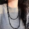 Boutique Retrò Agata Nera Naturale, Design Versatile per Indossarlo in Diversi Modi, Catena per Maglione, Collana, Catena per Clavicola da Donna