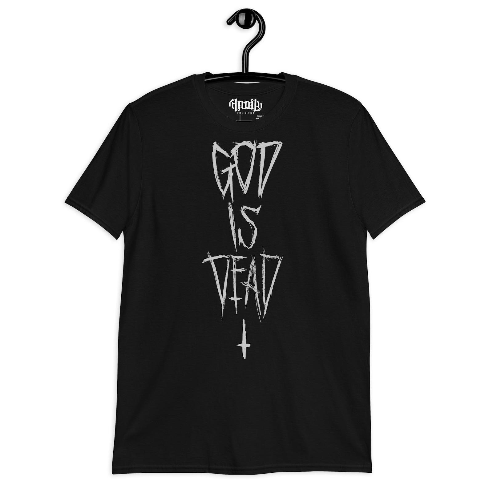 Funny tee God Is Dead T-Shirt Grey Print | Dark Minimal Gothic Tee | Nietzsche Quote Shirt | Unisex Black Alternative Fashion 3XL