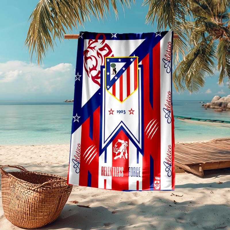 Ultra-Soft Beach Towel with Atlético Madrid Theme,Ideal for Pool - Camping, Diving - Perfect Travel Essential, Vibrant Beach Towel.