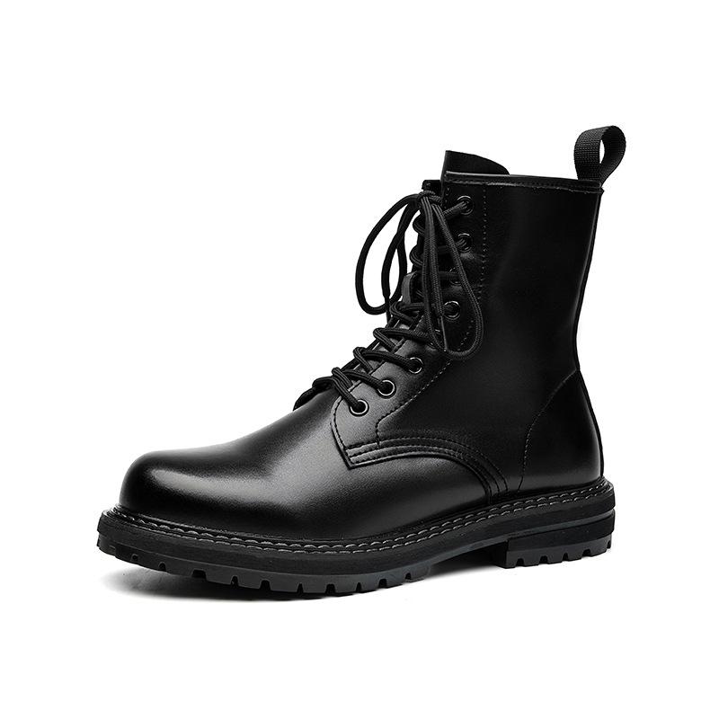 

Мужские ботинки мартин весна-осень британский стиль толстая подошва увеличивающие рост черные высокие рабочие ботинки-локомотивы 6038-R 38 чёрный