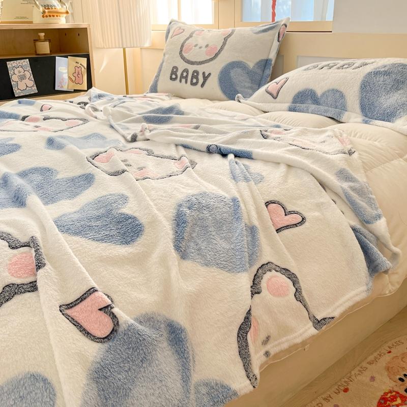 Cartoon Cute Bear Throw Blankets Super Soft Fluffy Lightweight Comfortable Flannel Couch Bed Blanket for All Season Kids Gifts