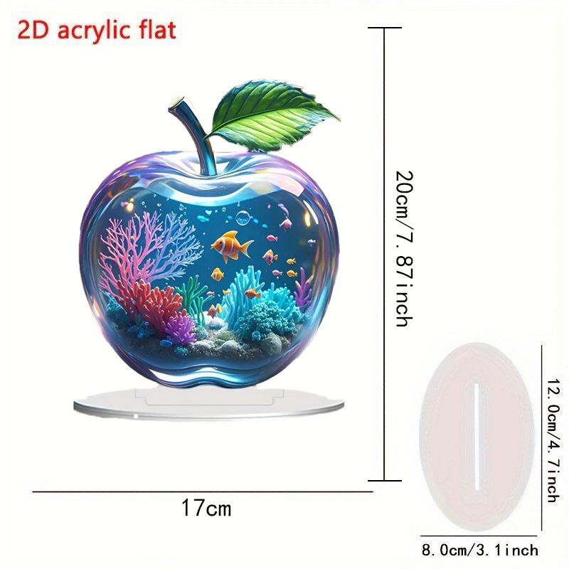 Apple Aquarium 2D Flat Acrylic Fish Decor for Living Room or Bedroom