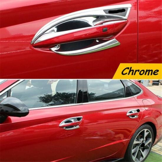 Chrome 4X Door Handle Bowl Cover Trim For Hyundai Sonata 2020-2022 Accessaries