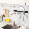 Hole-free Hook White Minimalist Multifunctional Stainless Steel Wall Shelves Storage Utensils Holder Kitchen Accessories Organizer High Quality