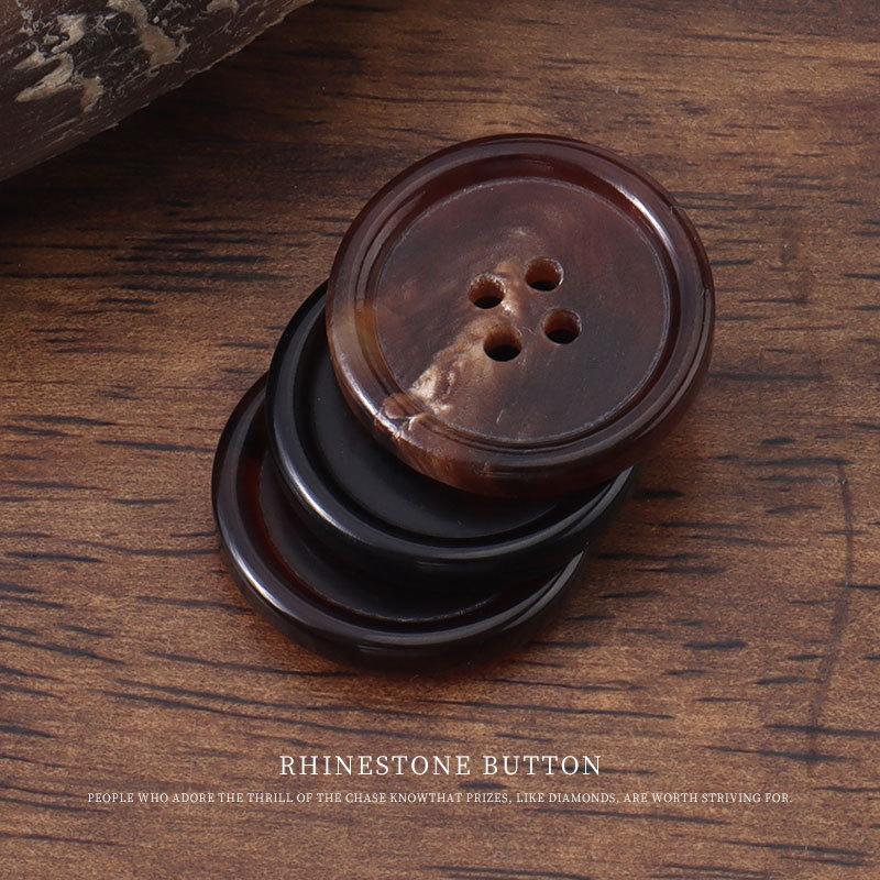 5 Stück Hornknöpfe mit runden Kanten Vierloch Anzugkleidknopf Wollmantel Trenchcoatknopf Hemd Cardigan Pulloverknöpfe
