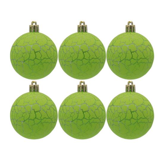 6Pcs 6cm Xmas Balls Crack Texture Easy Hanging Festive Bright Color Plastic Christmas Baubles Pendants Party Supplies