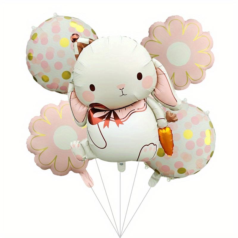 

5Pcs Easter Cute Carrot Bunny Pink Flower Party Decoration Balloon Baby Shower Globos Gifts As Picture