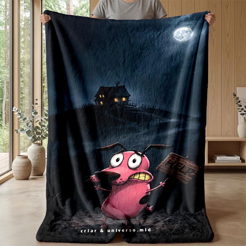 Soft Flannel Blanket Lightweight Cozy Bedroom Living Room CoverCourage the Cowardly Dog