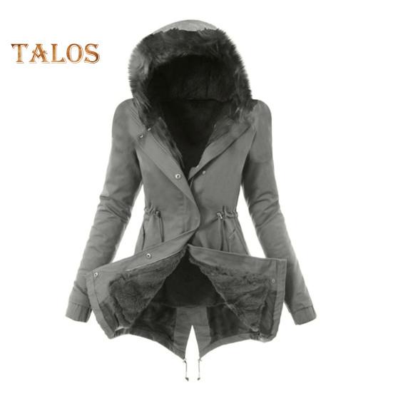 Zimní péřový kabát Polstrovaný s chlupatou kapucí a kapsami Zapínání na zip Parka Větruodolná Udržování tepla Denní svrchní bunda za chladného počasí