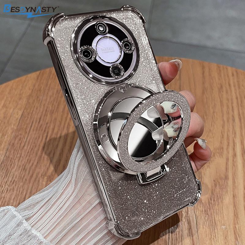 For Honor Magic 8 Lite 8 PRO Magic 7 6 5 Lite For Honor 400 Lite Mirror Glitter Holder Case Plating Airbag Back Cover