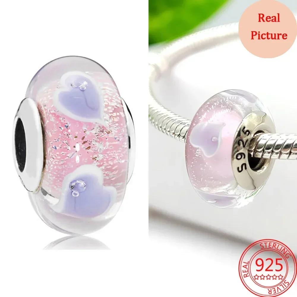 Perles en Verre de Murano Colorées Breloque Vague en Verre Perles en Verre Ondulé Charms S'adaptent aux Bracelets de Marque Bijoux en Cuivre pour Femmes Cadeau