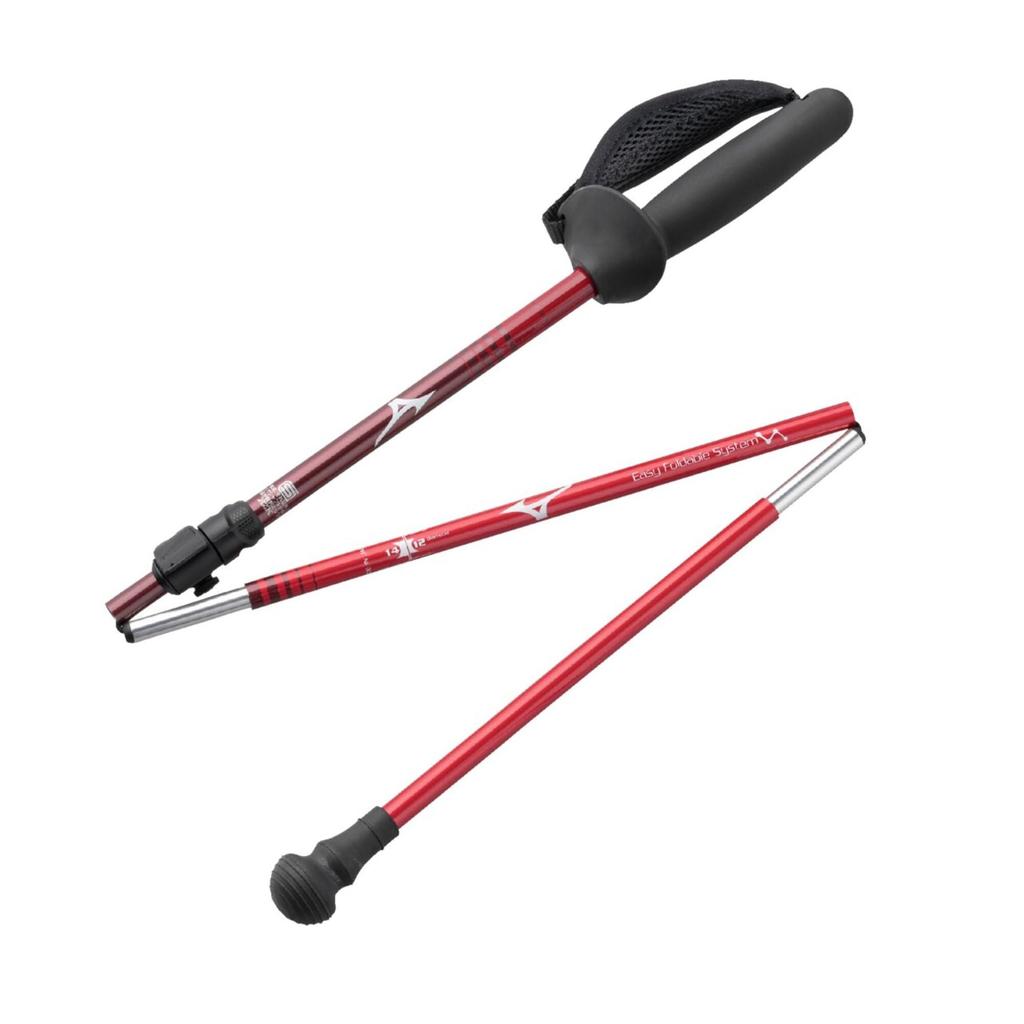 MIZUNO Nordic Walk Folding Walking Poles SH, Set of 2, Unisex, Red, C3JTPC30