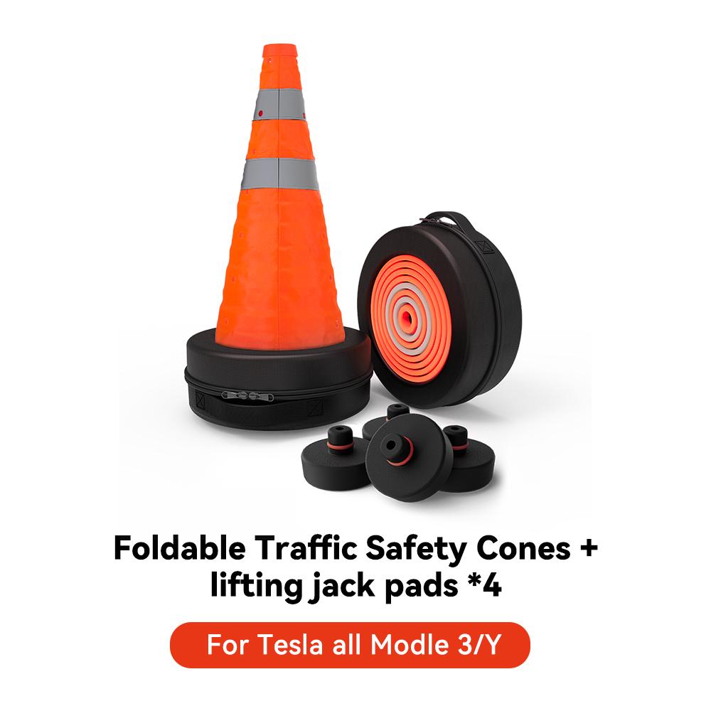 YZ For Tesla all Model 3/Y Juniper 2025-2025 Foldable Traffic Reflective Safety Cone with Lifting Jack Multi Purpose Accessories