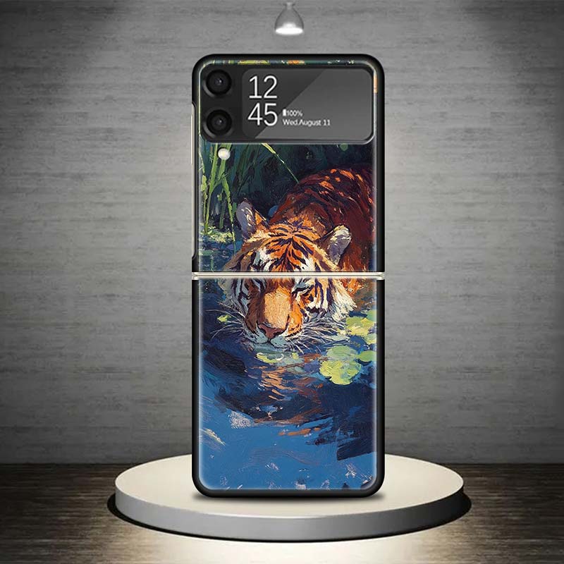 Superior Tiger Pattern Art Phone Case For Samsung Galaxy Z Flip 7 6 5 4 3 5G Shockproof Cover Z Flip7 Flip6 ZFlip5 Flip3 Flip4 L
