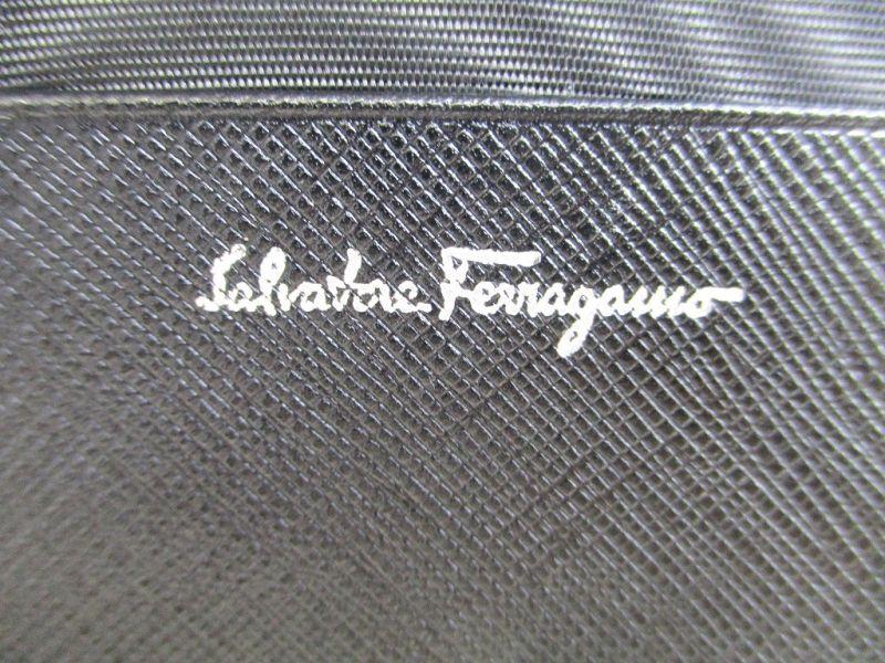 Authentic Salvatore Ferragamo Gancini Black Leather Bifold Wallet #9717  Refurbished