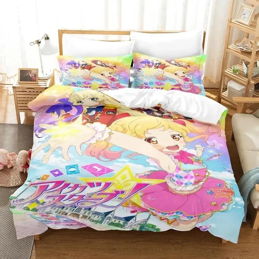 Aikatsu! Beding Set For Bedrom Soft Modern Bedspreads Comefortable Children Kids Soft Duvet Cover Comfortable Quilt Cover And Pilowcase