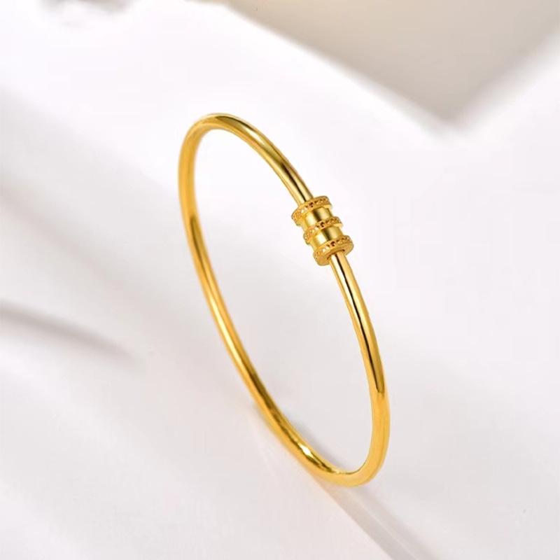 Hot-Selling Women's 2.8mm Sand Gold Openable Coil Bangle