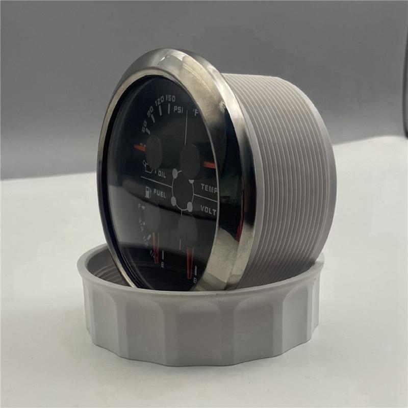 Portable 85Mm 4-In-1 Multifunction Gauge With 0-190Ohms/240-33Ohms Fuel Level Gauge Water Temp Oil Press Voltmeter