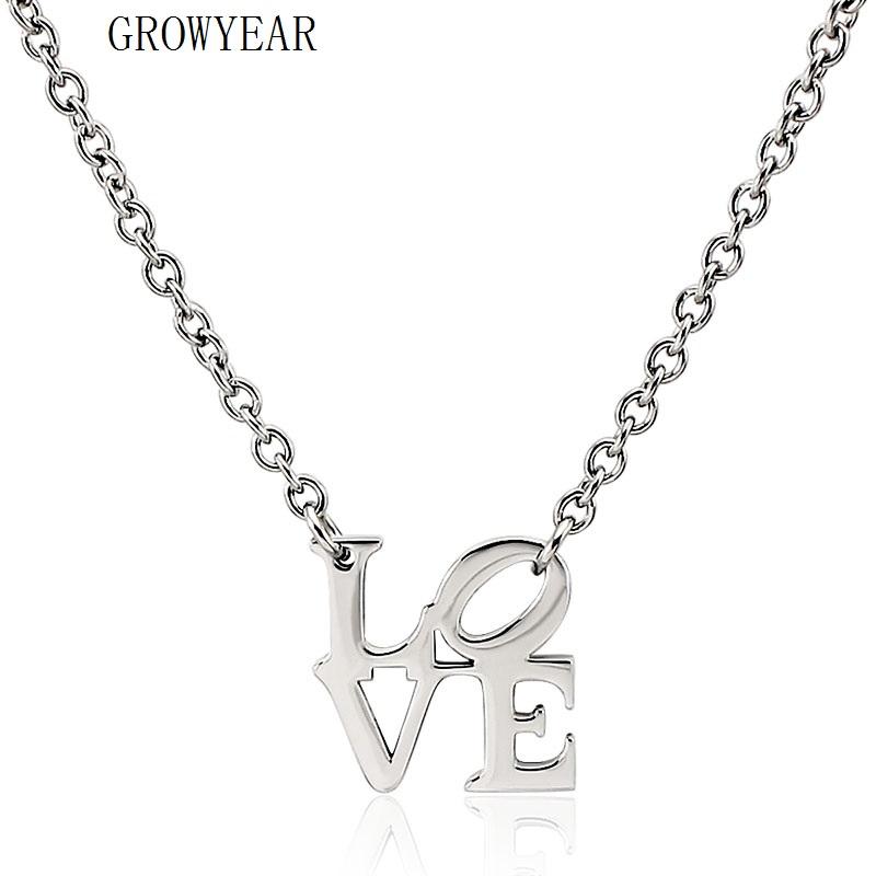 

2026 New Arrival Fashion Personalized Necklace For Couple Geometric Pendant Love Letter Silver Gold Colour Necklaces Gift 45 CM срібний