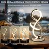Modern Spiral Table Lamp, 7 Colors 10 Light Modes LED Nightstand Small Lamp with USB C+A Ports, Touch Dimmable Lamps for Living Room Bedroom Bedside,