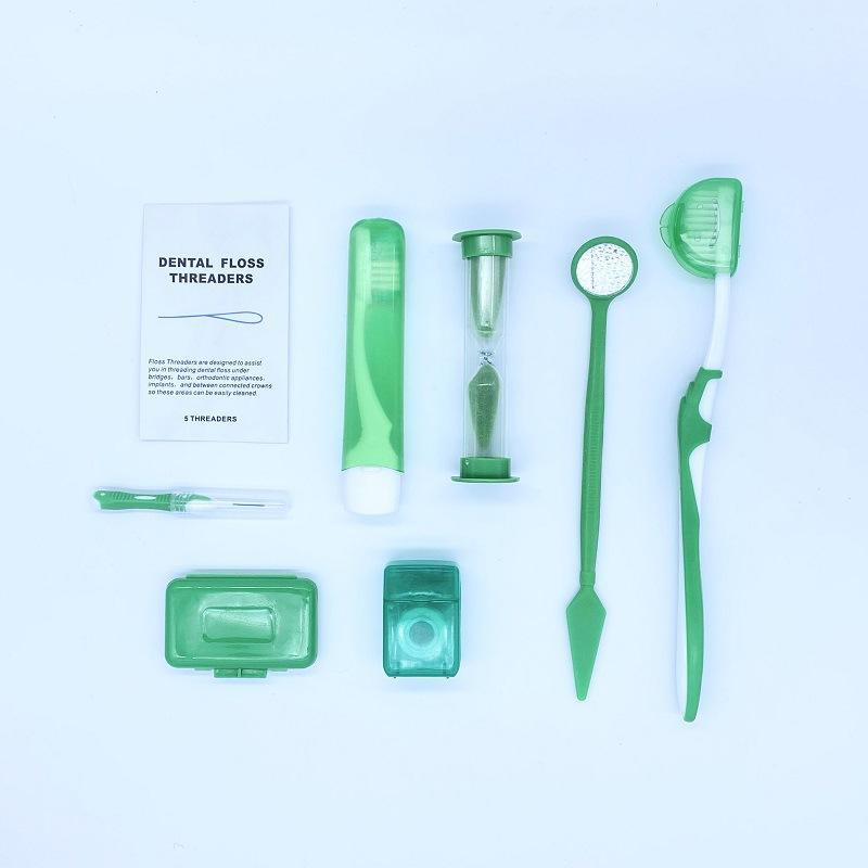 Oral Care Kit Dental Brace Cleaning Kit Protable Travel Patient Ortho Toothbrush Wax Floss Interdental Brush Teeth Straighten