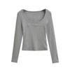Traceless fixed cup primer top women's spring new slim and thin outer wear fitness warm long-sleeved T-shirt
