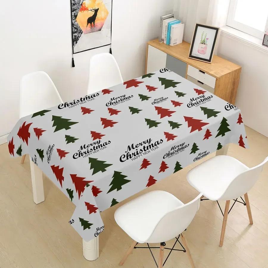 Rectangular Green Christmas Table Cloth Cover Party Tablecloth For Dining Tables Decoration Coffee Manteles Para Fiesta