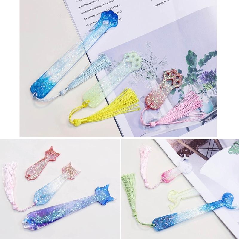 Rectangle Cat Claw Dolphin Silicone Mold DIY Bookmark Resin Mold Jewelry Pendant Mold for DIY Crafts Bookmark Making