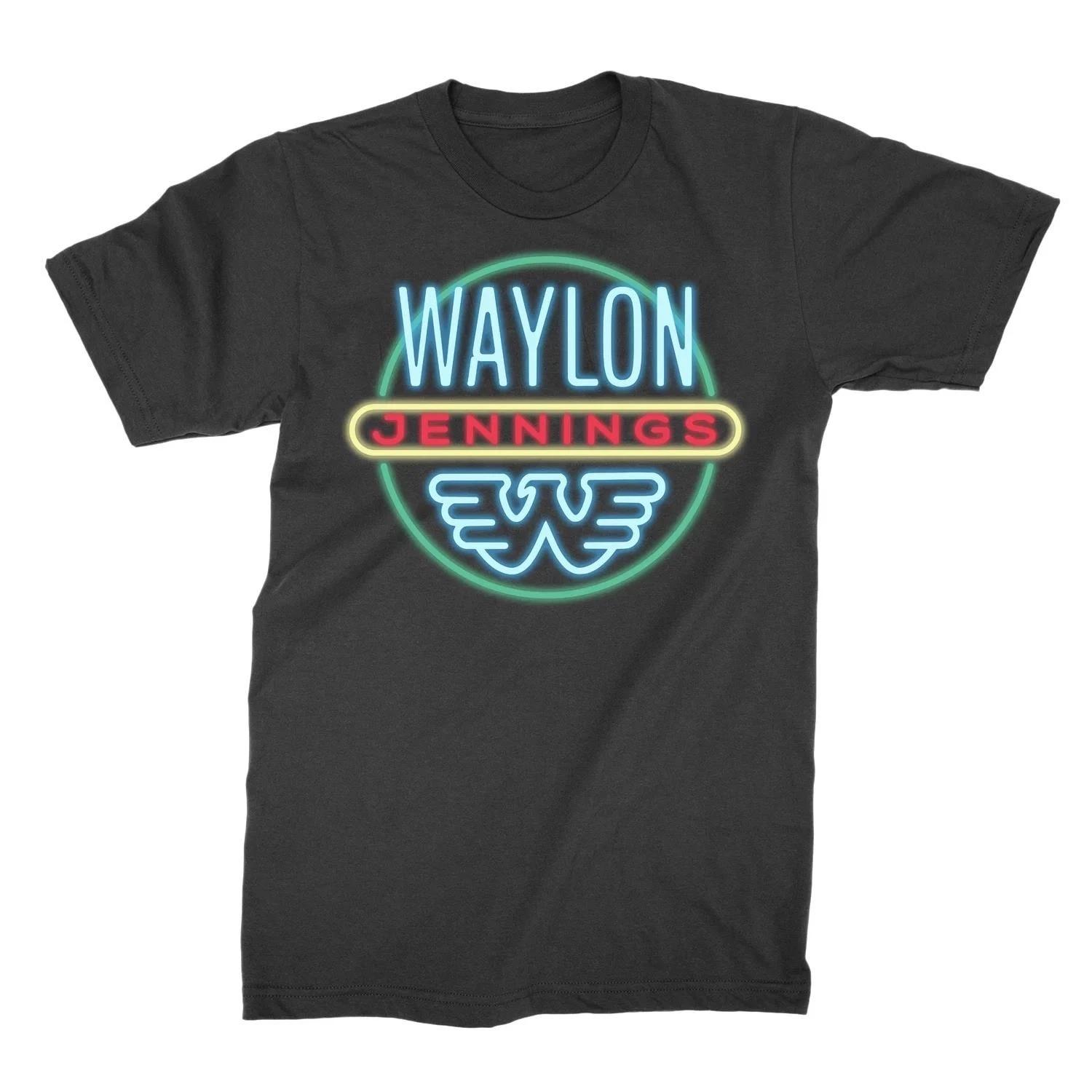Waylon Jennings Neon Mens T T-Shirt Music Classic Concert Rock Band Tee New Black M
