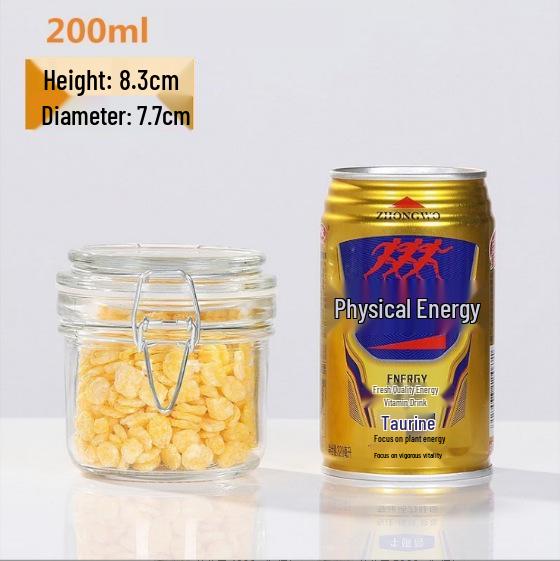 Large Transparent Glass Storage Jar with Lid for Grains, Pickles, Honey, and Tea - Moisture-proof and Airtight